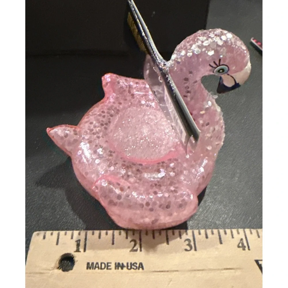 Robert Stanley‎ Pink Flamingo Float Glittery Bird Glass Christmas Ornament NEW